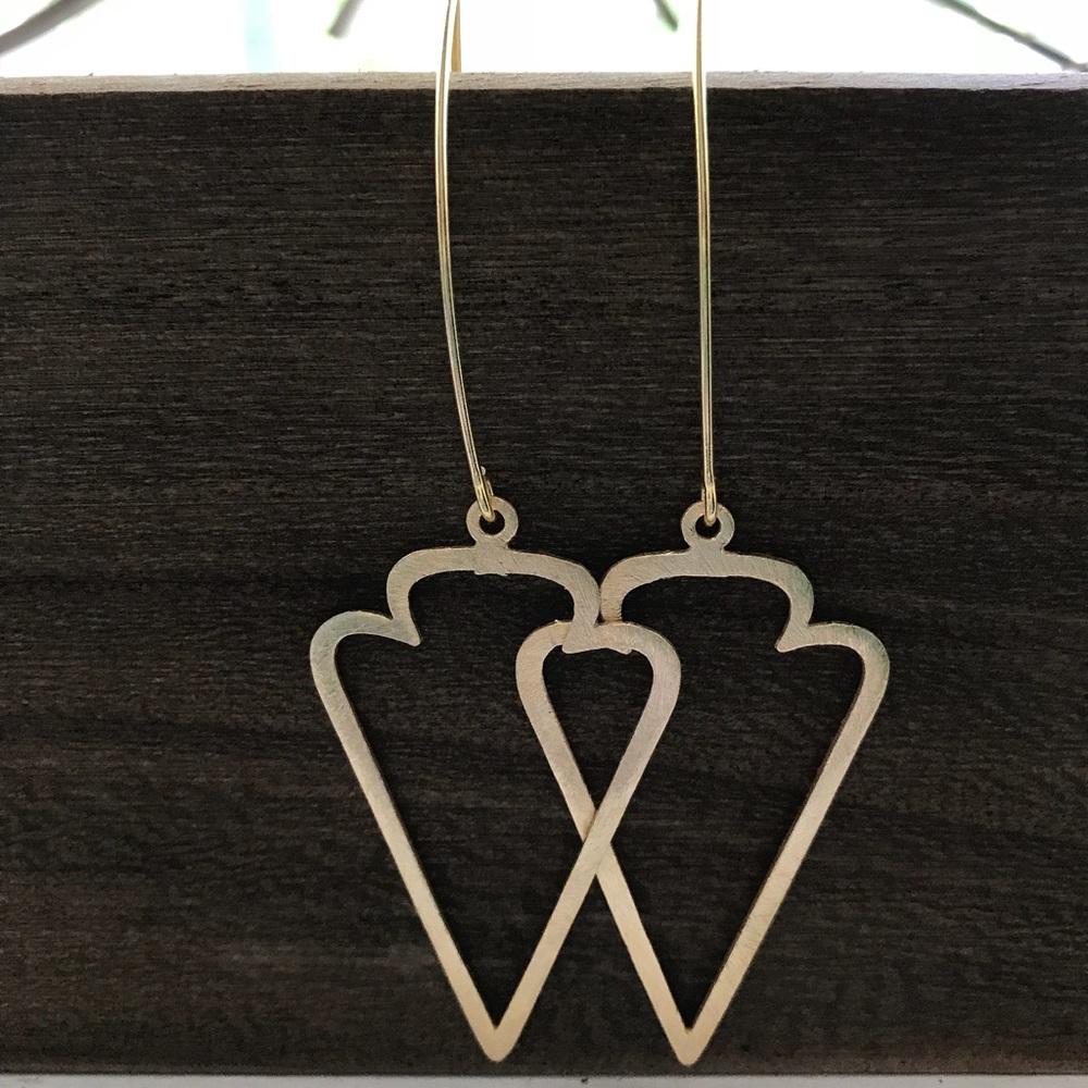 Handmade gold arrowhead earrings